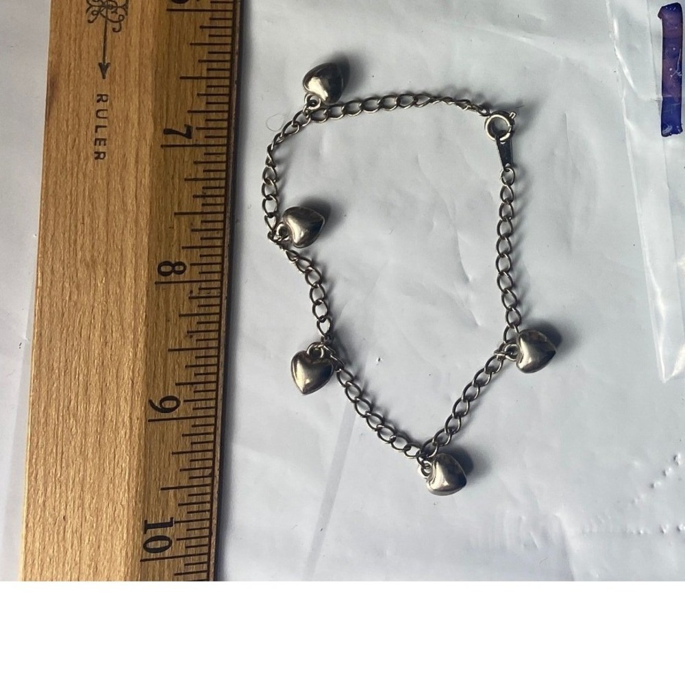 Silver Tone Heart Charm Bracelet Women's Fashion Jewelry